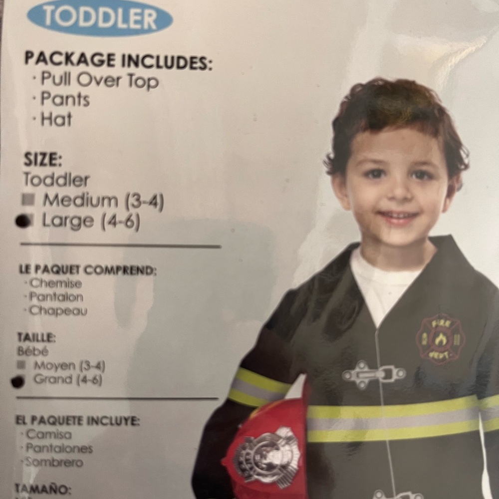 California Costumes Firefighter Costume Toddler L 4-6 New - Picture 2 of 4